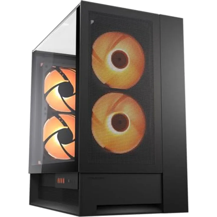 Cougar OmnyX Midi-Tower, ARGB, Schwarz, mATX/Mini-ITX/ATX, mit Omnidirectional Dynamic Flow System und zwei Glasfenstern