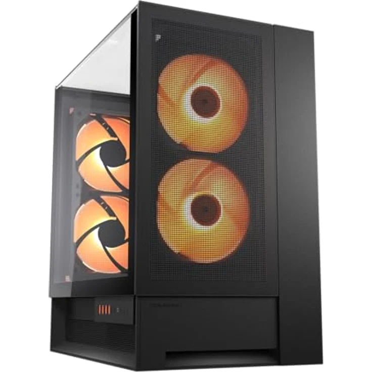 Cougar OmnyX Midi-Tower, ARGB, Schwarz, mATX/Mini-ITX/ATX, mit Omnidirectional Dynamic Flow System und zwei Glasfenstern – Bild 1
