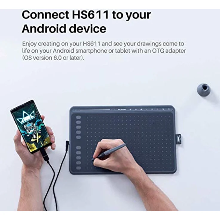 HUION HS611 Grey Graphic Tablet 5080 lpi 258.4 x 161.5 mm USB Gray – Bild 3