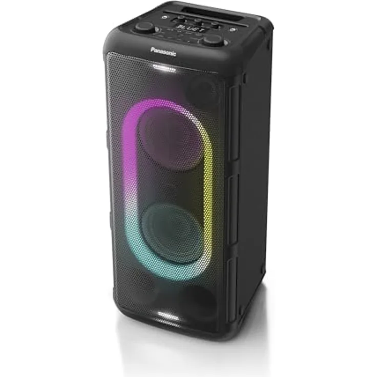 Panasonic SC-TMAX45E-K Hochleistungs-Audiosystem mit Bluetooth, 1000 W, integrierter Beleuchtung, USB, optischem Eingang für TV, Gitarren- & Mikrofoneingängen für Karaoke, Schwarz