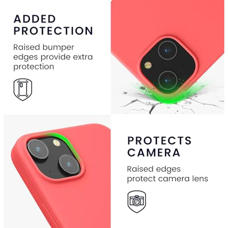 kwmobile Handyhülle für iPhone 14, Silikon Case in Neon Koralle, stoßfest, kabelloses Laden, Anti-Rutsch Design – Bild 3
