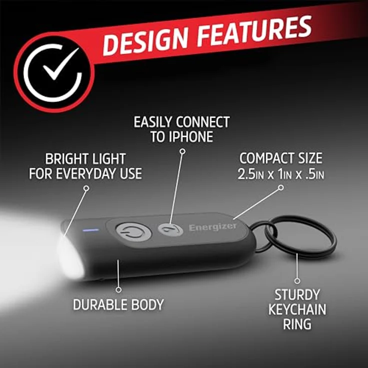Energizer Find My Key Finder, Bluetooth Schlüsselanhänger Tracker mit integriertem LED-Licht, kompatibel mit Apple Find My für Schlüssel, Taschen & Rucksäcke – Bild 5
