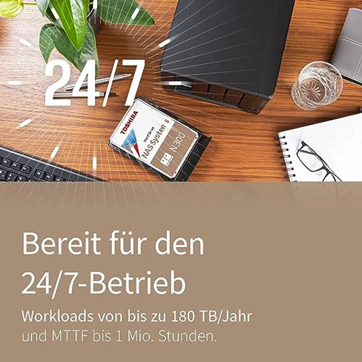 Toshiba N300 NAS - Festplatte - 4 TB - intern - 3.5 Zoll (8.9 cm) - SATA 6Gb/s - 7200 rpm - Puffer: 256 MB – Bild 3