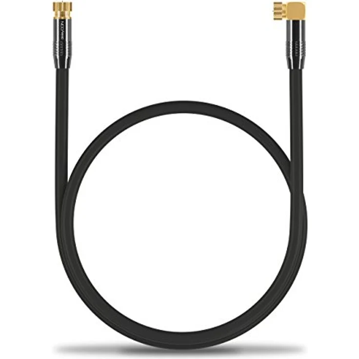 deleyCON 1,5m SAT Antennenkabel PREMIUM HDTV Satellitenkabel gewinkelt Koaxialkabel - F-Stecker (90° Grad) zu F-Stecker - Schwarz - METALL vergoldet – Bild 5