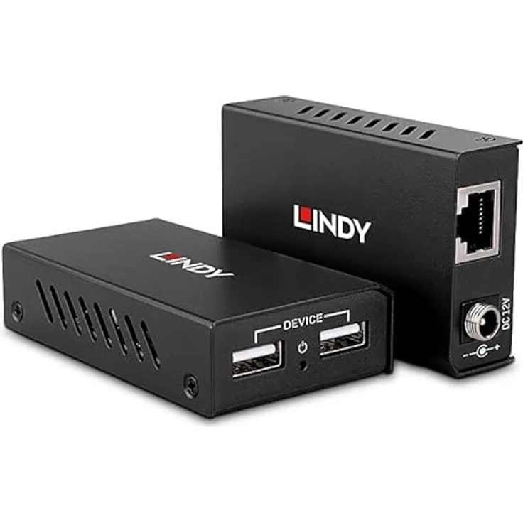 LINDY 100m 2 Port USB 2.0 Cat.6 Extender, bidirektionales PoC, Plug & Play, für 2 USB-Geräte