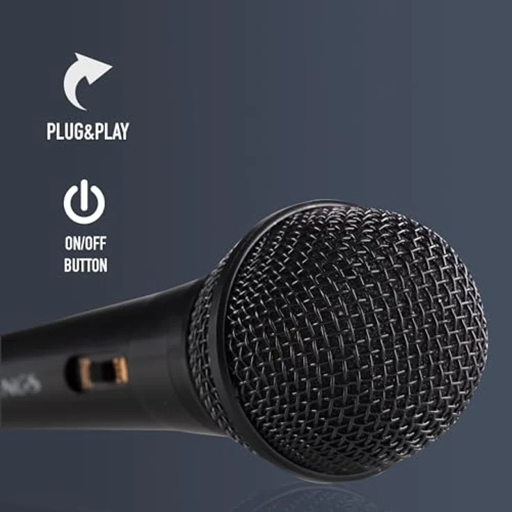 NGS Singer Fire Karaoke Microphone Verkabelt Schwarz - Mikrofone (Karaoke Microphone, -73 dB, 80-12000 Hz, Unidirektional, 600 Ohm, Dynamisch) – Bild 4