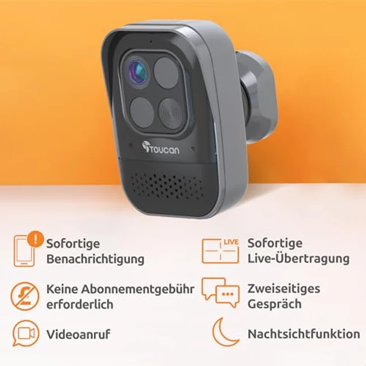Toucan Wireless Security Camera PRO with Radar Motion Detection, Schwarz, Netzwerkkamera mit 1080p Full HD, 9.750 mAh Akku und 140° Weitwinkelansicht – Bild 3
