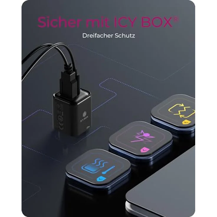 ICY BOX IB-PS1020-PD, Wandladegerät mit 20W Power Delivery, QC 3.0, USB-C & USB-A, kompakt und sicher für Reisen, Überhitzungs- und Überspannungsschutz – Bild 2