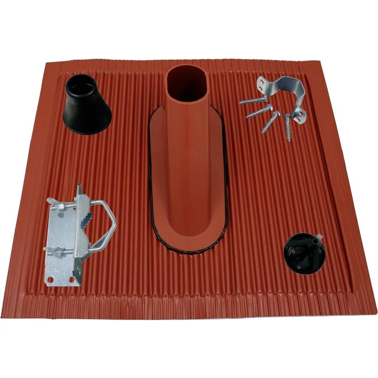 Televes MAZ4850R Zubehör-Set, Antennenmast Montageset mit Aluziegel, Mastfuß und Dichtmanschette für 48/50 mm Durchmesser