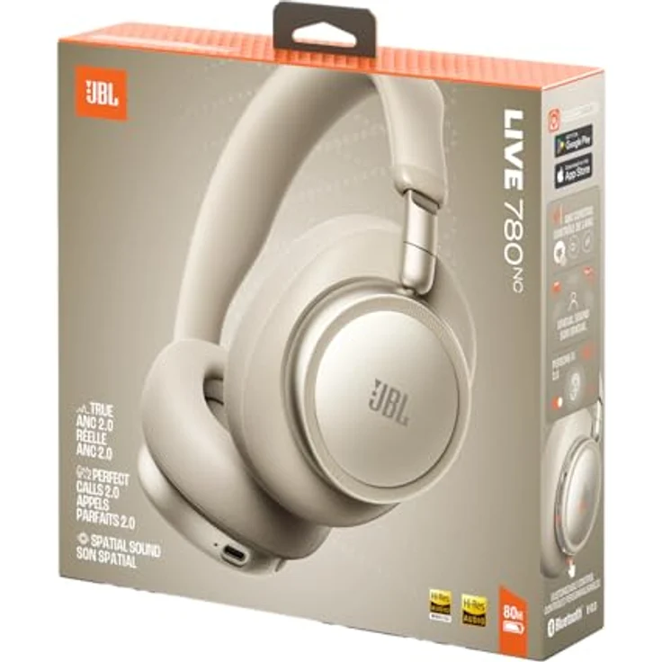 JBL LIVE 780NC, Over-ear Kopfhörer mit Bluetooth, Adaptive Noise-Cancelling und 80 Stunden Akkulaufzeit, Champagner – Bild 9