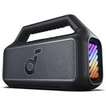 soundcore by Anker, Boom 2 Outdoor-Lautsprecher, 80W, Subwoofer, BassUp 2.0, 24h Akku, IPX7 Wasserdicht & Schwimmt, LED-Licht, USB-C, EQ, BT 5.3, Mobiler Bluetooth-Speaker, Camping, Strand, Garten, Schwarz