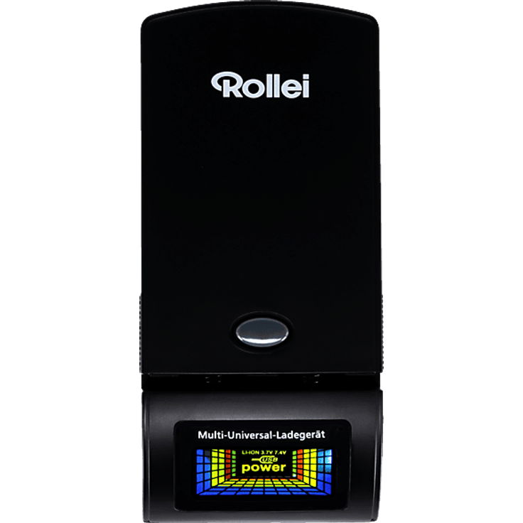 ROLLEI 20363, Multi-Universal-Ladegerät für NiMH/NiCd, Li-Ion/Li-Po, mit LCD-Anzeige und Überladeschutz, Schwarz