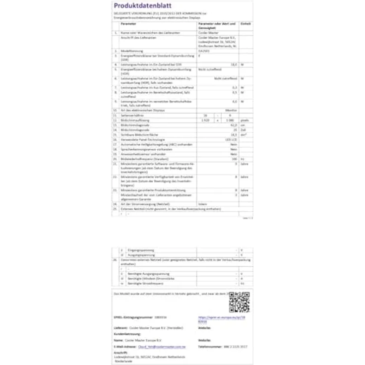 Cooler Master Gaming GA2501 LED Display 62,2 cm (24.5") 1920 x 1080 Pixel Full HD Schwarz, 100 Hz, 1 ms – Bild 3