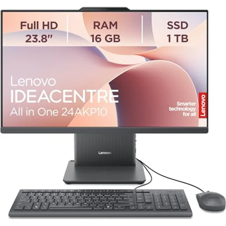 Lenovo IdeaCentre AIO 24AKP10, 60,5 cm (23,8"), Full HD, AMD Ryzen 5, 16 GB RAM, 1 TB SSD, Windows 11 Home, Luna Gray