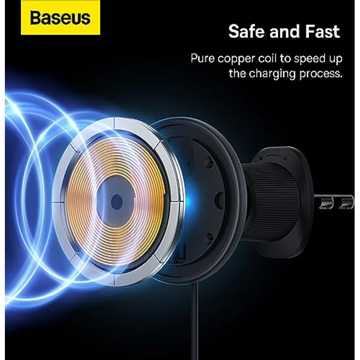 Baseus Cw01, Kabellos Magnetisch Auto-Ladegerät 15W, Schwarz – Bild 6