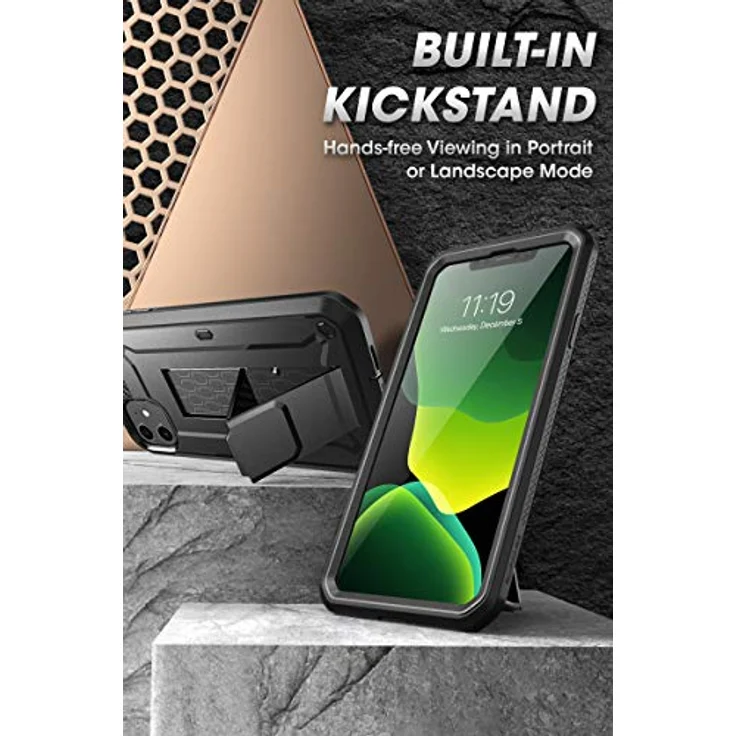 SUPCASE iPhone 11 Hülle 360 Grad Handyhülle Outdoor Case Bumper Schutzhülle Full Cover [Unicorn Beetle Pro] mit Integriertem Displayschutz und Gürtelclip 6.1 Zoll 2019 Ausgabe (Schwarz) – Bild 3