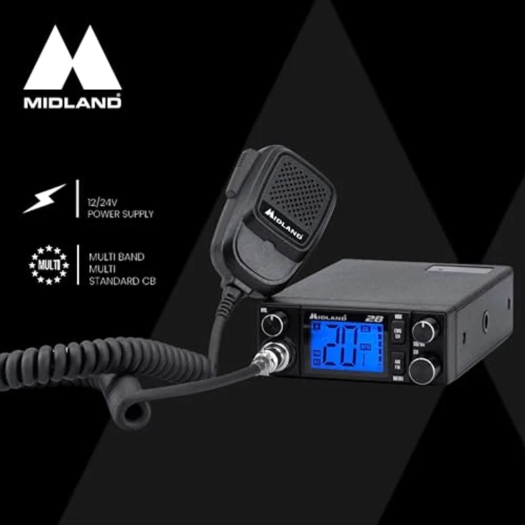 Midland 28 CB C1563, CB-Funkgerät mit 2"-LCD-Display, digitaler Rauschsperre und 12/24 V-Versorgung, sieben Farben wählbar – Bild 7
