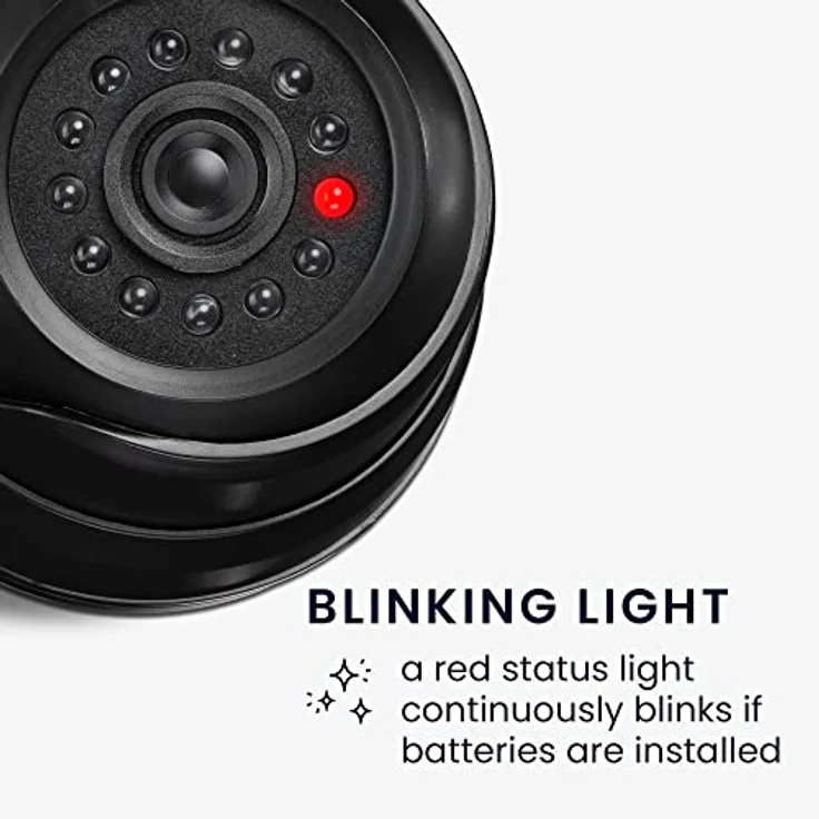 kwmobile Dummy Kamera für Deckenunterbau - mit LED Licht - Dome Überwachungskamera Attrappe - täuschend echte Fake Security Camera in Schwarz – Bild 3