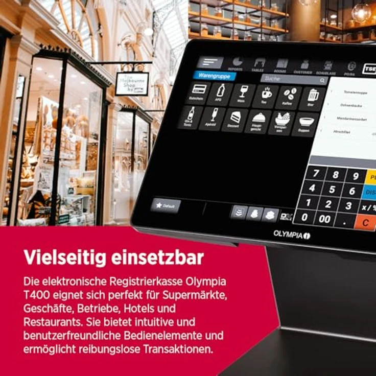 Olympia T400DK, Handels- und Gastronomiekasse mit 15,6 Zoll Touchdisplay, schwarz, ohne TSE, Android 11 – Bild 7