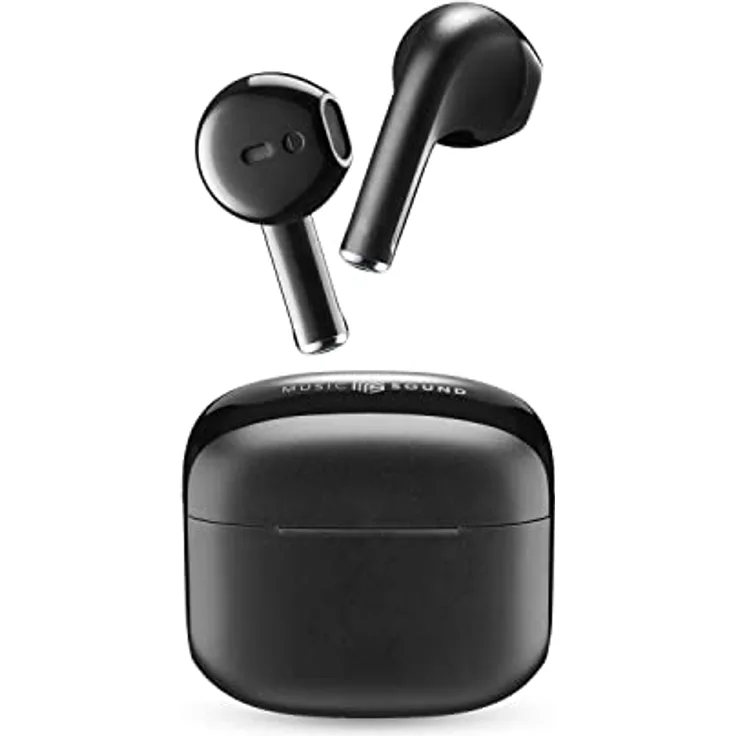 Music Sound | Swag - Kabelloses Kapsel-Headset - Wiedergabezeit bis 20 Stunden - Bluetooth - Schwarz