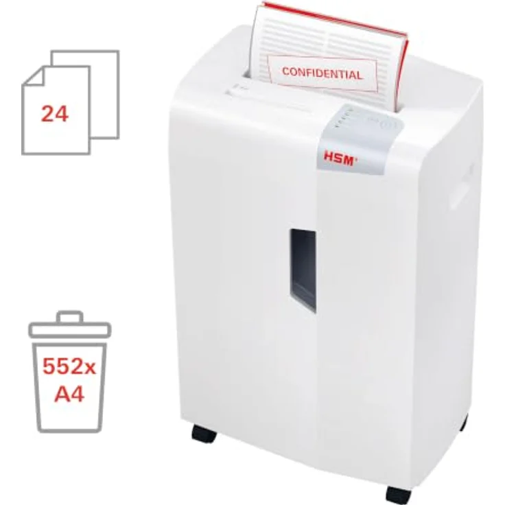 HSM shredstar X24, Aktenvernichter mit Partikelschnitt P-4, 4 x 37 mm, bis 24 Blatt, weiß, für Büroklammern, CDs/DVDs, leiser Betrieb – Bild 3
