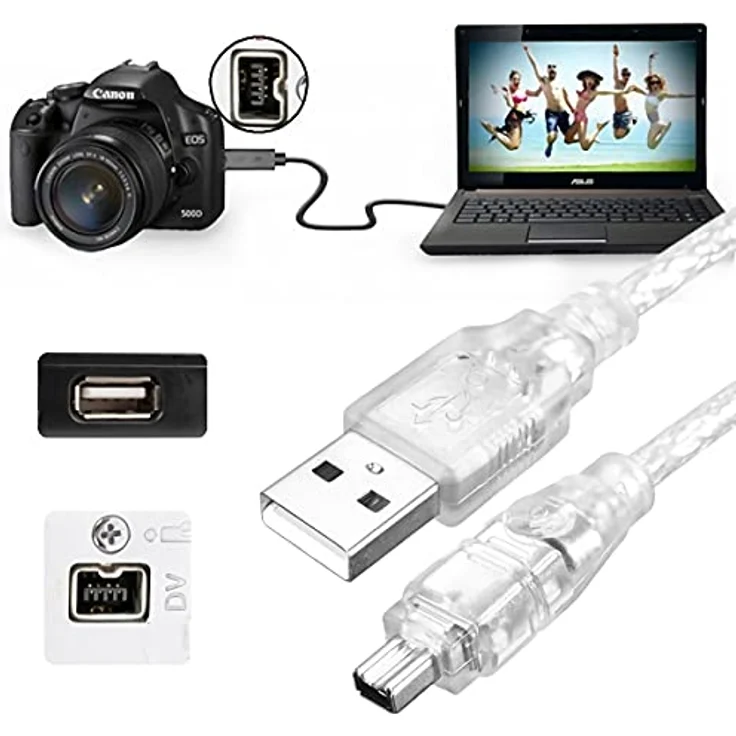 Aukson P95 USB auf Firewire IEEE 1394 Adapterkabel, 1,5m Verlängerungskabel mit 4-poligem iLink Anschluss, hohe Übertragungsgeschwindigkeit bis 480 Mbit/s, Bus-Powered-Modus – Bild 3