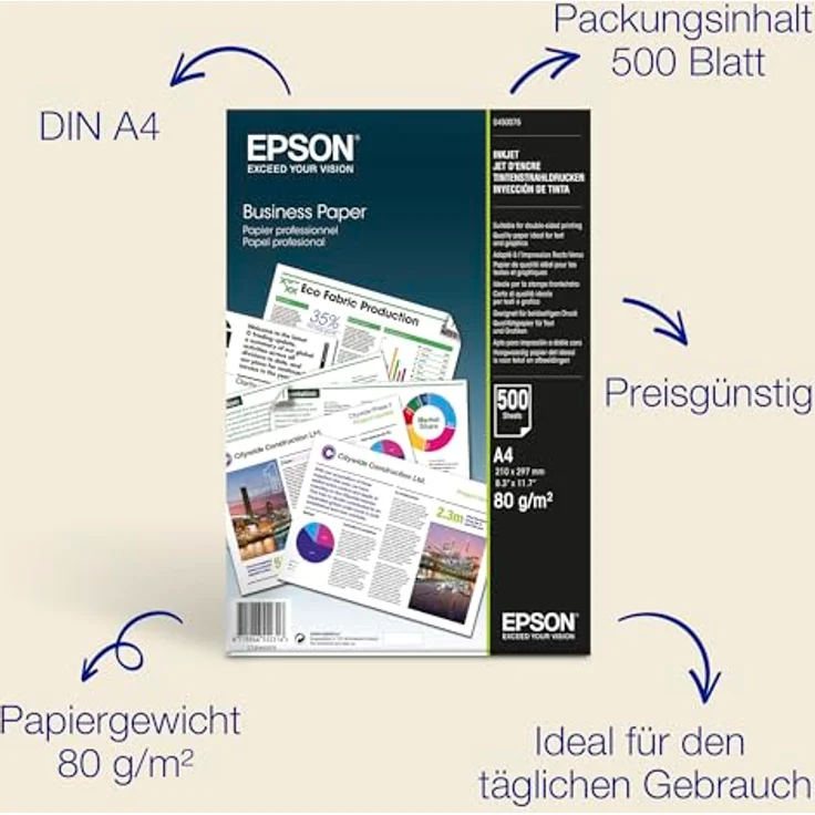 Epson C13S450075 Papier für Tintenstrahldrucker A4 500 Blätter 80 g-m2 Business - Preisvergleich – Bild 2