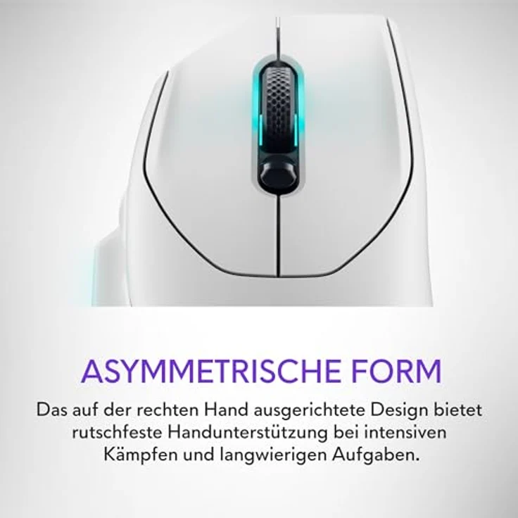 Alienware AW620M Wireless Gamingmaus, 26.000 DPI, 650 IPS, kabelgebundenes Gaming mit 1.000-Hz-Polling, Lunar Light – Bild 2