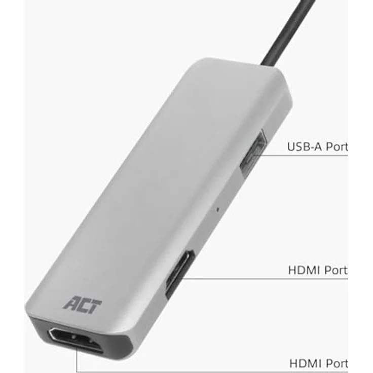 ACT USB C HDMI Adapter AC7013, Aluminium Gehäuse, 4K @ 30Hz Dual HDMI, USB 3.0-Anschluss 5Gbps zur Verbindung von 2 zusätzlichen Monitoren – Bild 3