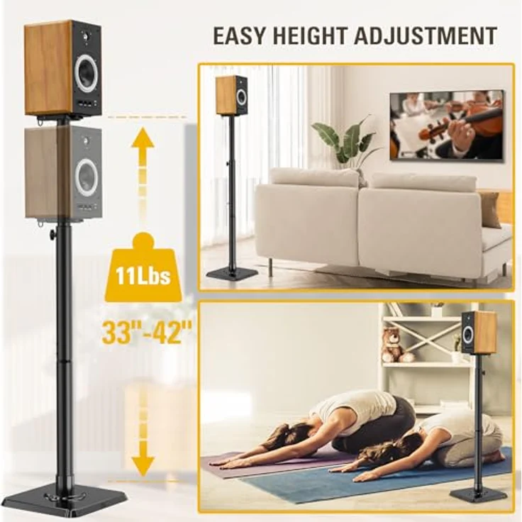 Mounting Dream Lautsprecherständer Bücherregal Lautsprecherständer für Universal Sat-Lautsprecher, 2er Set für Bose Polk JBL Sony Yamaha und andere - 11 lbs Kapazität – Bild 3