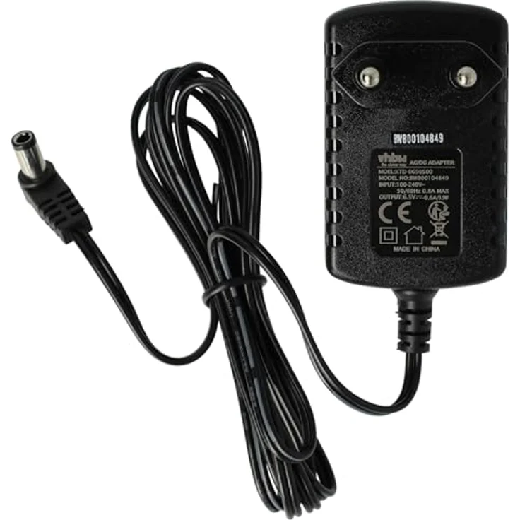 vhbw Netzteil für Gigaset SL450A, S850, SL910, SL910A, SX670 ISDN, SX675, SL400A, SL780, SL785, schwarz, 10 cm, AC/DC Adapter 6,5 V / 0,6 A – Bild 1