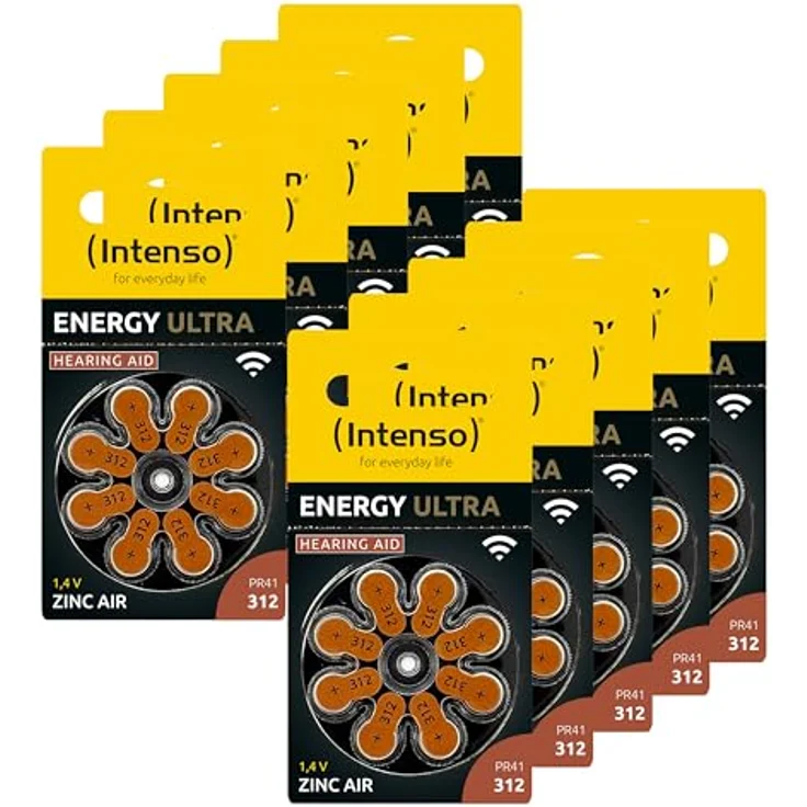 Intenso Energy Ultra Hörgerätebatterien Typ 312, 80 Stück im 8er Blister, Zink-Luft, bis zu 74 Stunden Laufzeit – Bild 1