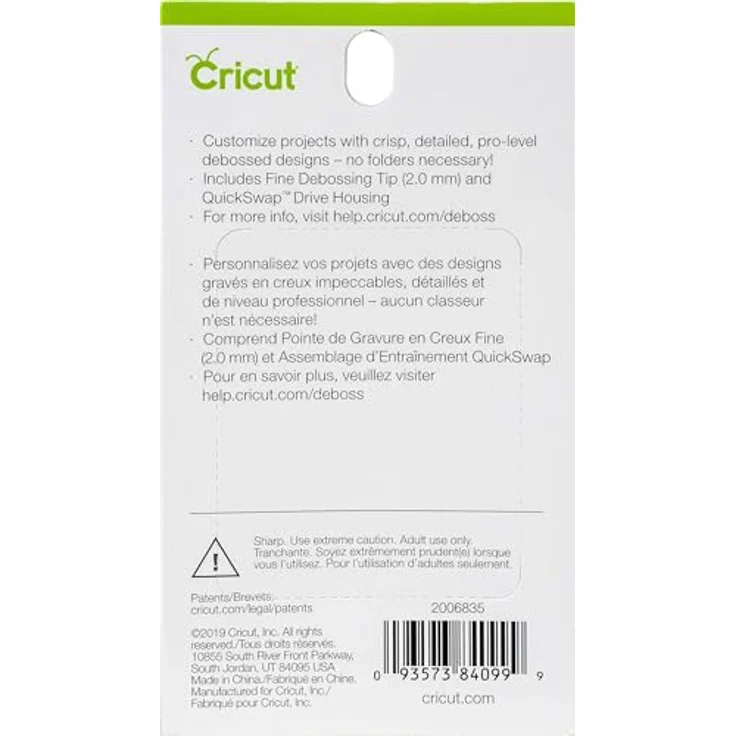 Cricut Fine Debossing Tip + QuickSwap™ Housing, Prägespitze für Cricut Maker, Silber, für detaillierte Designs auf Karton und Kraftkarton – Bild 5