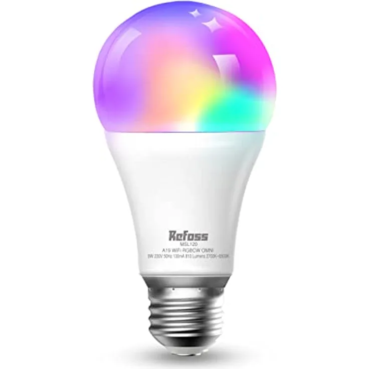 Refoss WLAN Glühbirne unterstützt HomeKit, Smart E27 LED Lampe Dimmbare Mehrfarbige, kompatibel mit, Alexa, Google Assitant, 9W 2700K-6500K, 2,4Ghz