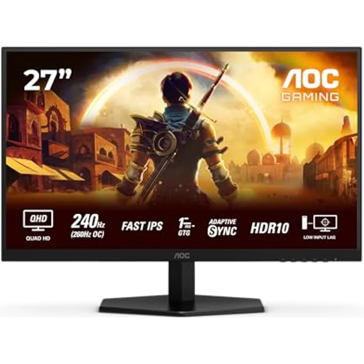 AOC Gaming Q27G42ZE, 27 Zoll Quad HD Gaming Monitor, 240 Hz, 1 ms Reaktionszeit, G-Sync kompatibel, HDR10, schwarz-rot – Bild 2