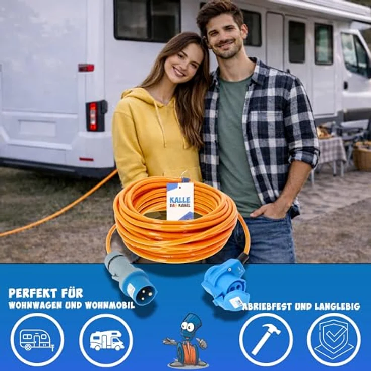 KALLE DAS KABEL CEE Verlängerung 2,5mm² Winkel 15 Meter, hochflexible Polyurethanleitung in SIGNAL Farbe, geruchsneutral – Bild 5