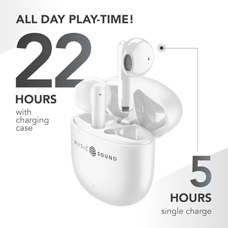 Music Sound Breeze, True Wireless Stereo (TWS) Bluetooth-Headset mit farbiger Hülle für Anrufe und Musik, 64 g, Weiß – Bild 4