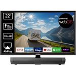 REFLEXION LED22iBT Smart-TV 22 Zoll, Full-HD, WLAN, Bluetooth, inkl. Soundbar und 12V-KFZ-Adapter – ideal für Wohnmobile, Wohnwagen, Camper & Boote