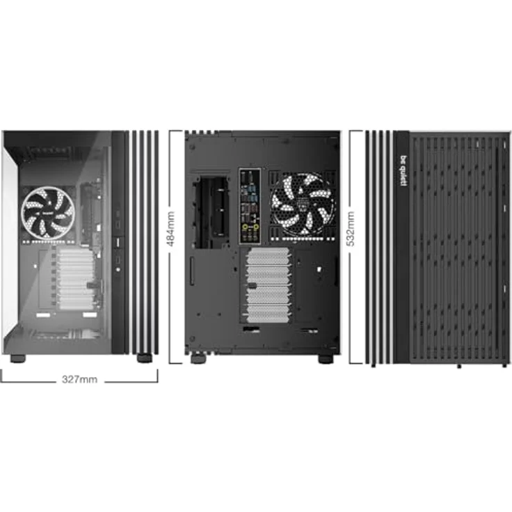 be quiet! Light Base 900 FX Black PC-Gehäuse, Panorama-Blick, Show Case, ARGB LED-Streifen, 4 Light Wings PWM Lüfter – Bild 2