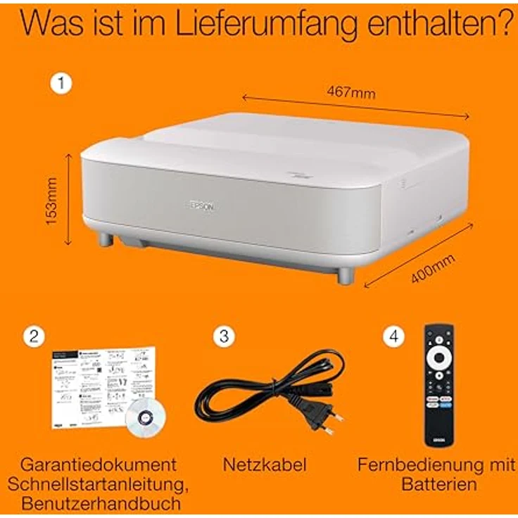 Epson EH-LS670W, Ultrakurzdistanz-Smart-Laserprojektor mit 3600 Lumen und integriertem Google TV, Weiss – Bild 3