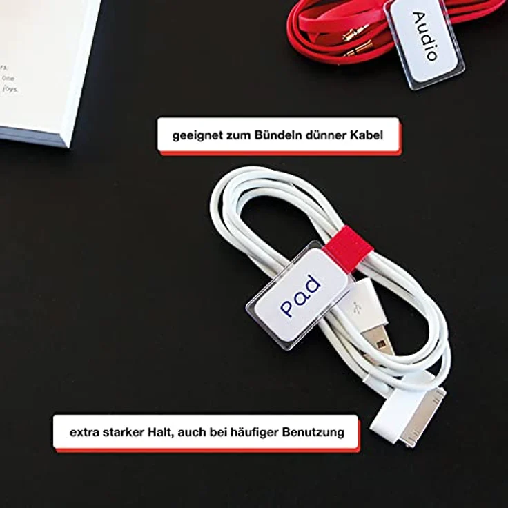 LABEL THE CABLE Kabeletiketten mit Klettverschluss für das Perfekte Kabelmanagement - Kabelbeschriftung für Kabelorganisation - LTC MINI TAGS - 10 Stück - Bunt - LTC 2530 – Bild 4