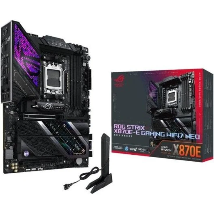 ASUS ROG STRIX X870E-E GAMING WIFI7 NEO, ATX Mainboard mit AMD AM5 Sockel, PCIe 5.0, Dual DDR5-5600, WiFi 7, RGB-Beleuchtung – Bild 1