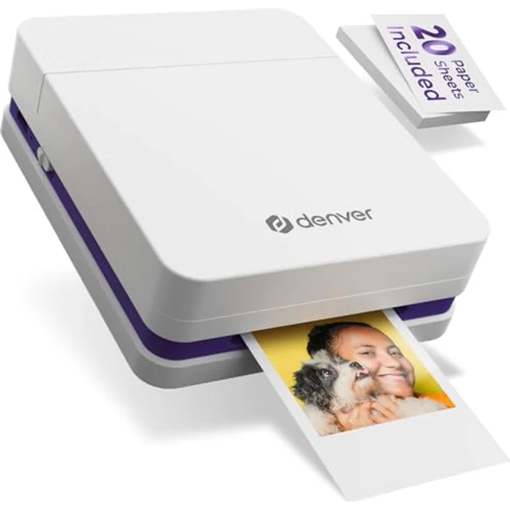 Denver MCP-6010 Mini Fotodrucker, mobiler Farbdrucker mit Bluetooth 5.2, 600 DPI, inkl. Patrone & 20 Blatt Fotopapier Set – Bild 2
