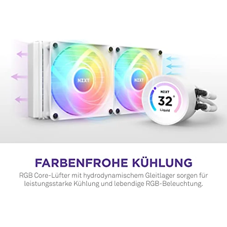 NZXT Kraken Elite 240 RGB - RL-KR24E-W1-240mm AIO CPU Wasserkühlung - 2,36" LCD Display 640x640-2x120mm RGB Core Fans - EIN Breakoutkabel zur einfachen Installation - anpassbar durch NZXT CAM – Bild 5