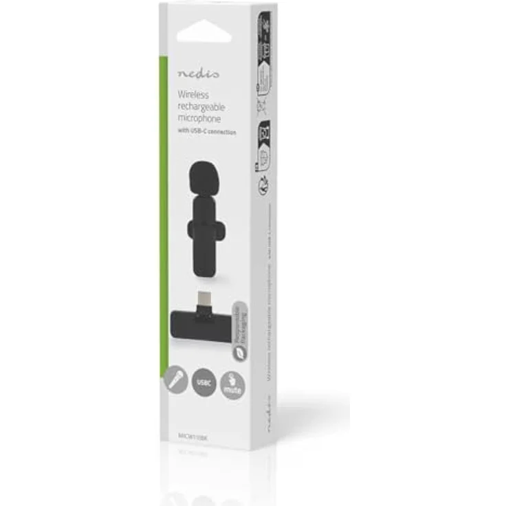 Nedis MICW110BK, kabelloses USB-C Lavaliermikrofon mit omnidirektionalem 360° HD-Mikrofon, 5 Stunden Betriebszeit, schwarz – Bild 8