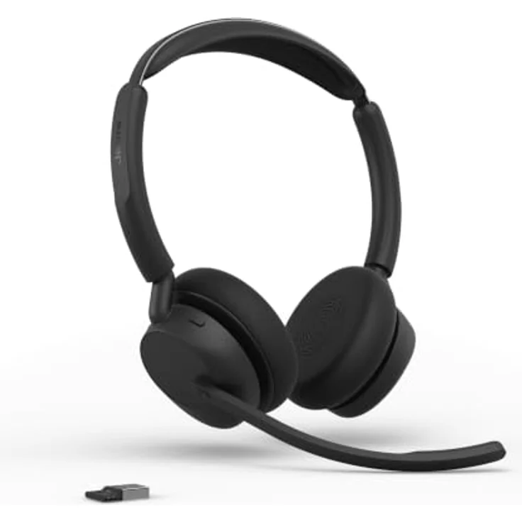 Jabra Evolve3 45 Stereo, LINK 390a, UC On Ear Headset Bluetooth®, kabellos, schwarz, leichte Bauweise, drei Mikrofone für klare Sprachübertragung – Bild 1