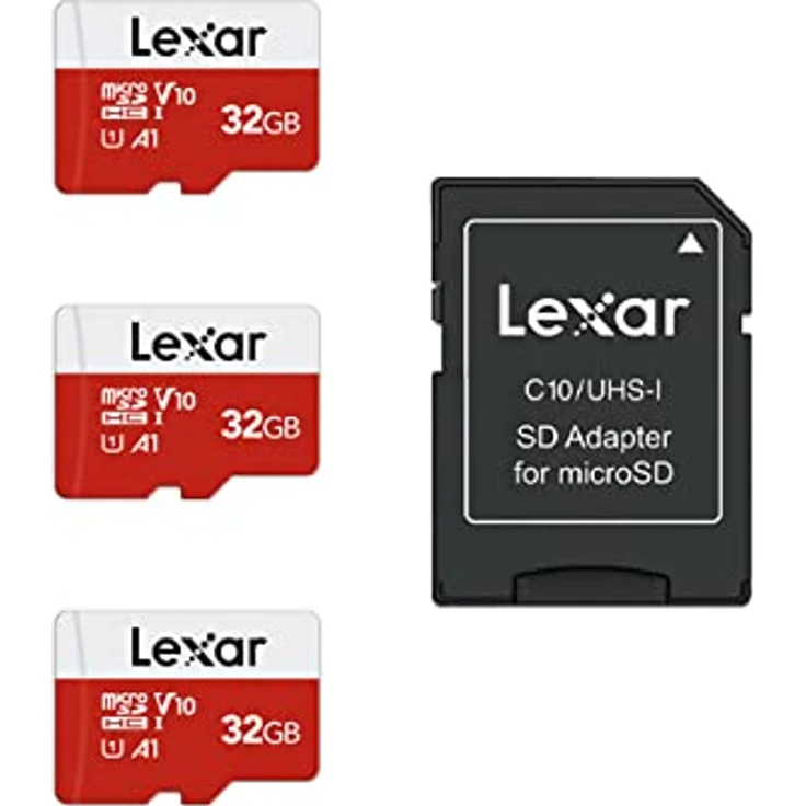 Lexar Micro SD Karte 32GB 3er Pack, UHS-I U3 A1 V30 C10, bis zu 100 MB/s, 4K UHD, SD Adapter für Kamera, Smartphone, Switch – Bild 1