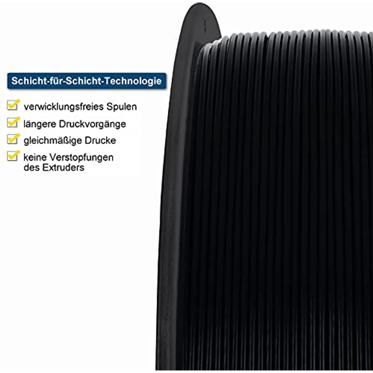 Midori® PLA Filament 1,75mm, 1kg Spule in Schwarz, verwicklungsfreies 3D-Drucker-Filament aus reiner Polymilchsäure, hohe Präzision und umweltfreundlich – Bild 5