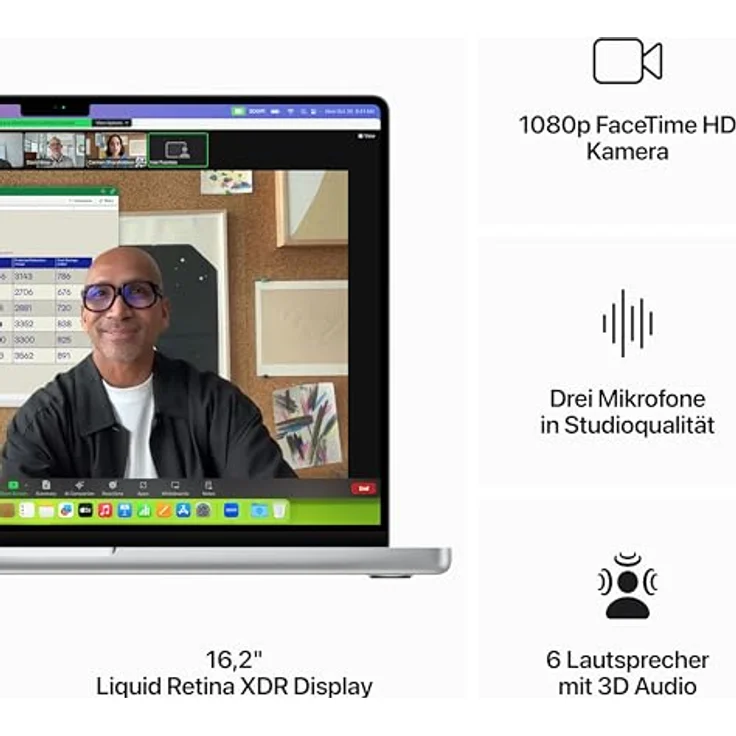 Apple MacBook Pro 16" (2023), Apple M3 Max, 36 GB RAM, 1000 GB SSD, Silver – Bild 4