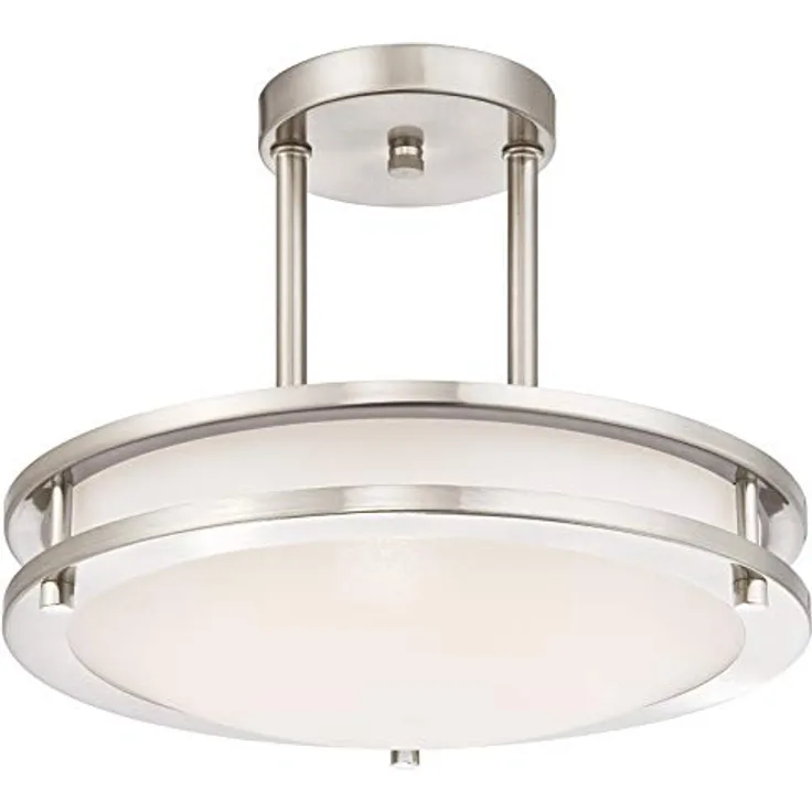 Westinghouse Lighting 64009, Dimmbare LED-Deckenleuchte 30 cm, gebürstetes Nickel mit weißem Acrylglasschirm